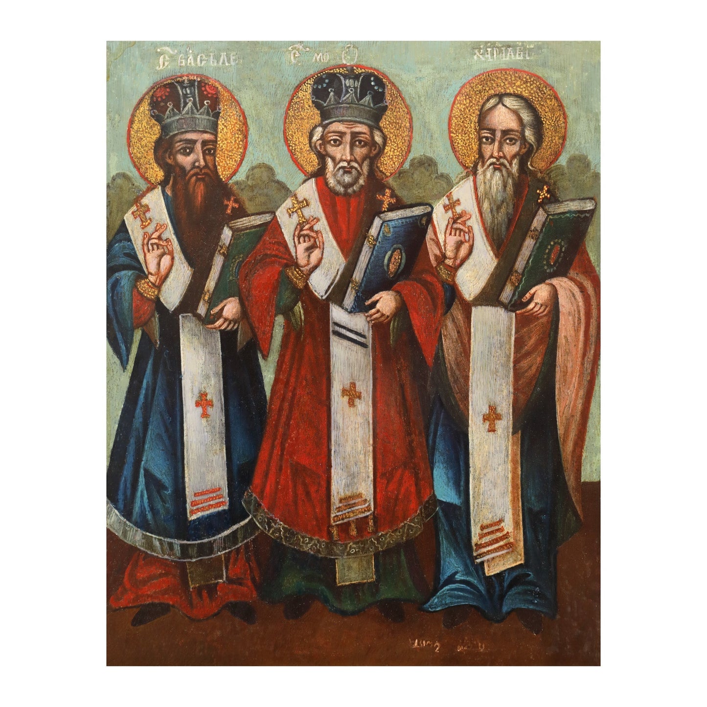 Icoana pe lemn „Sfintii Ierarhi Vasile Modest si Haralambie” - Icoana