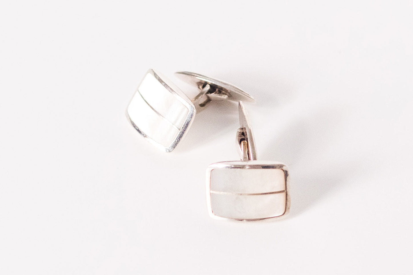 Butoni din argint cu sidef Art Deco barbat - Accesorii Barbati