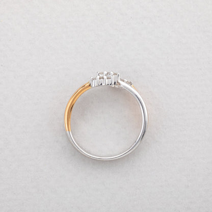 Inel bicolor cu trei straturi si diamante naturale - Inel
