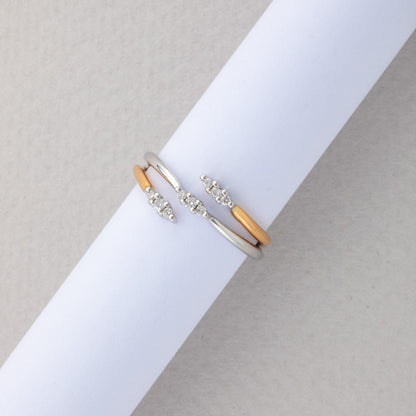 Inel bicolor cu trei straturi si diamante naturale - Inel
