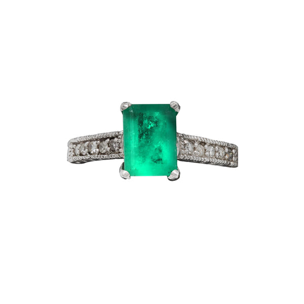 Inel cu smarald natural si diamante naturale - Inel