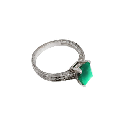 Inel cu smarald natural si diamante naturale - Inel