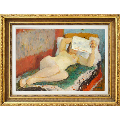 Octavian Angheluta Nud feminin pe divan - Pictura