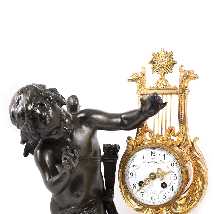 SET PENTRU ȘEMINEU STIL LOUIS XV, DIN MARMURĂ ALBĂ ȘI BRONZ DORÉ - TreasureTrove