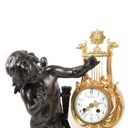 SET PENTRU ȘEMINEU STIL LOUIS XV, DIN MARMURĂ ALBĂ ȘI BRONZ DORÉ - TreasureTrove