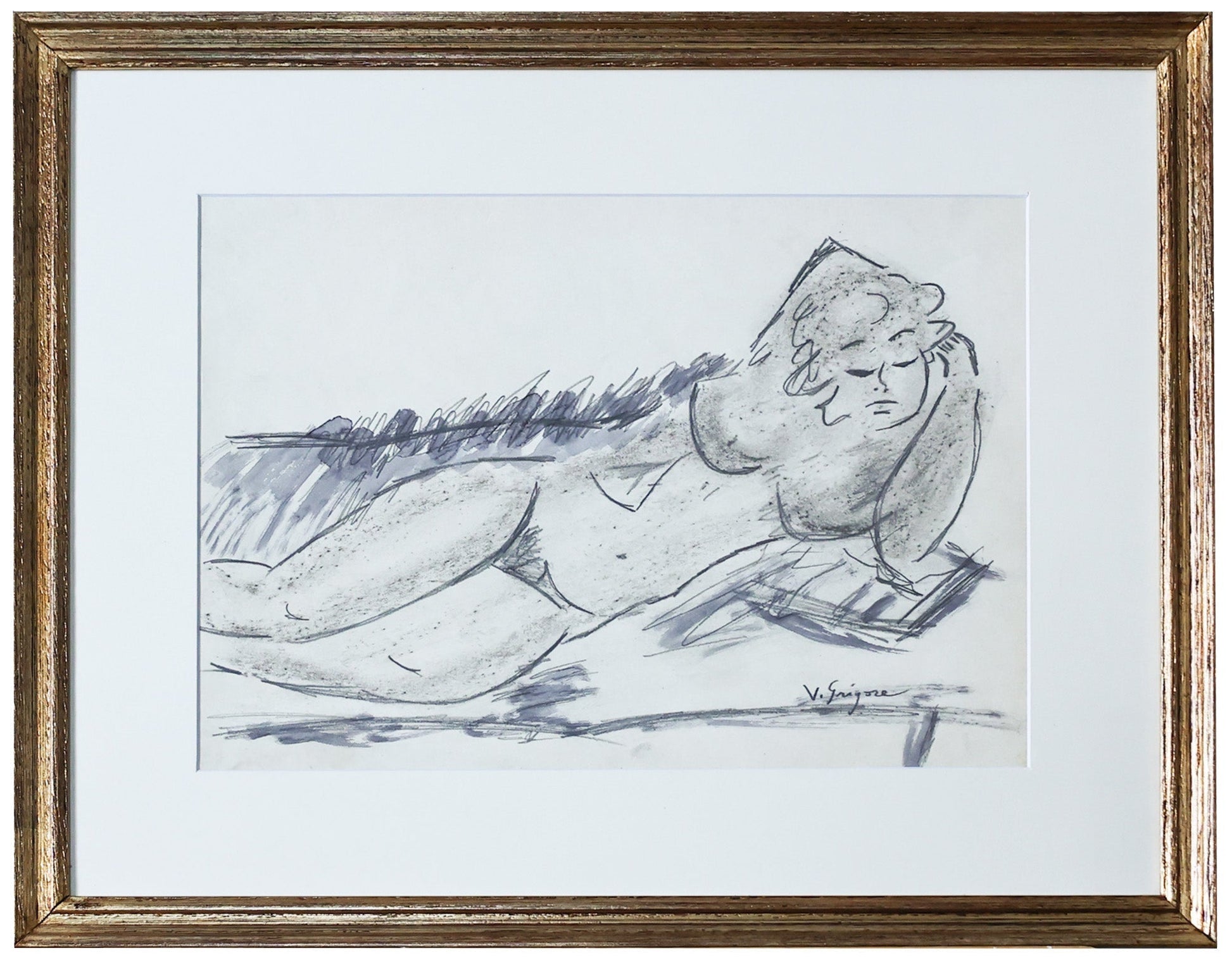 Vasile Grigore Nud culcat - Grafica