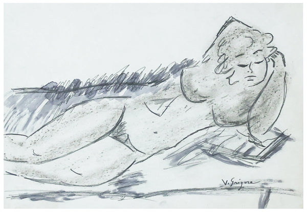 Vasile Grigore Nud culcat - Grafica